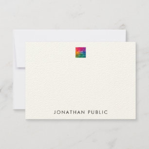 Upload Your Own Logo Here Custom Felt Ecru Note Card