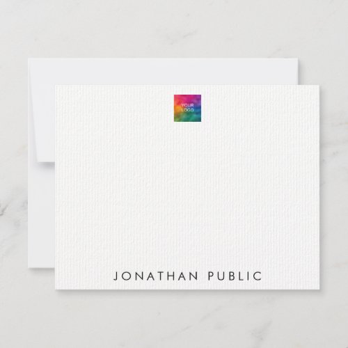 Upload Your Own Logo Here Personalized Laid Paper Note Card