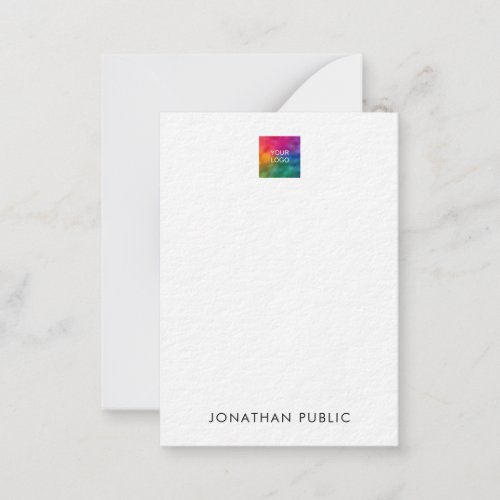 Upload Your Own Logo Ultra Thick Paper Vertical Note Card