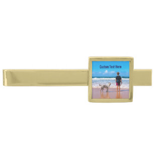 Upload Your Own Pet Photo Tie Bar Gift Custom Text