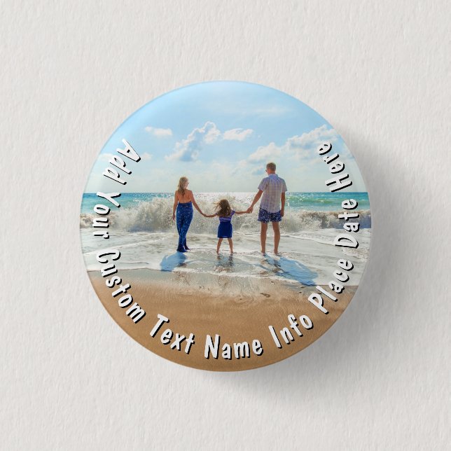 Upload Your Own Photo Button Gift Add Custom Text (Front)