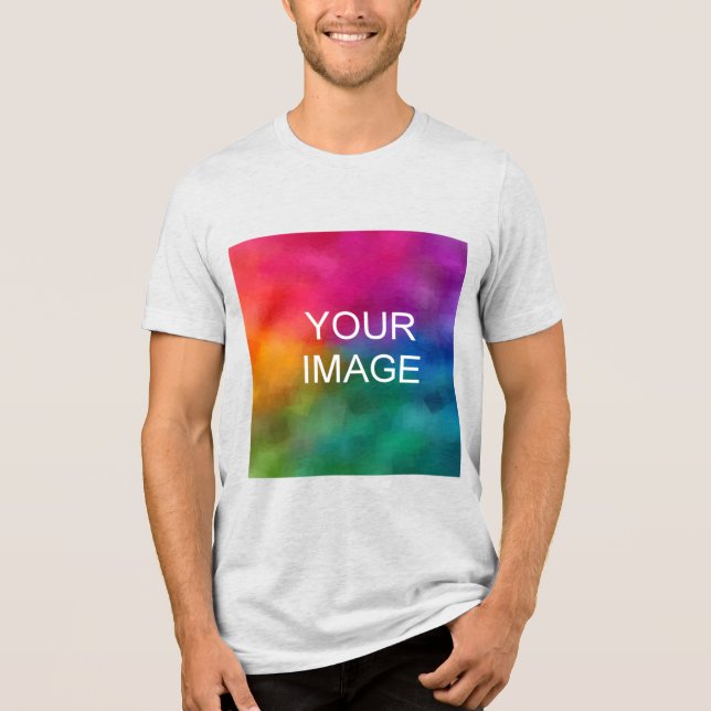 Upload Your Own Photo Buy Online Mens White Fleck Tri-Blend Shirt (Front)
