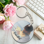 Upload Your Own Photo | Custom best dad Keychain<br><div class="desc">Celebrate the cherished bond with your father by personalizing our custom keychain. This heartfelt accessory showcases a captivating picture of your choice, complemented by a cool white gradient effect on top, creating a visually stunning and modern design. The phrase "Best Dad" is prominently displayed, honoring his remarkable role in your...</div>