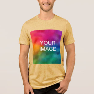 Upload Your Own Photo Logo Template Mens Mustard Tri-Blend Shirt