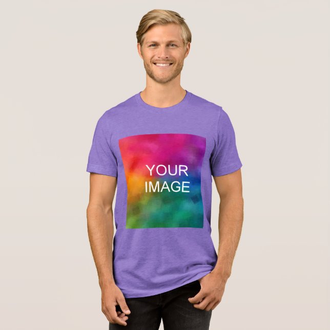 Upload Your Own Photo Logo Template Mens Purple Tri-Blend Shirt (Front Full)