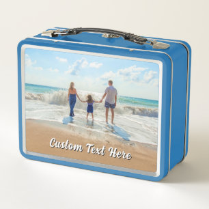 Upload Your Own Photo Metal Lunch Box with Text