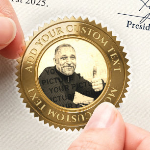 Upload Your Own Photo Sepia Custom 3D Foil Gold Sticker