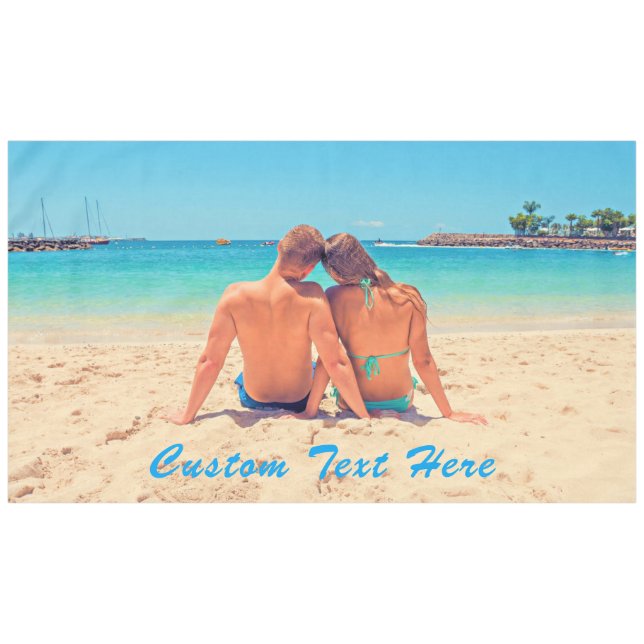 Upload Your Own Photo Tablecloth Personalized Text (Front (Horizontal))