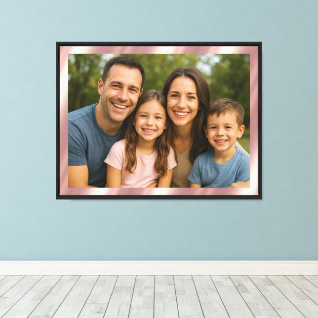 Upload Your Own Photo to Blank Rose Gold Template Canvas Print (Insitu(Wood Floor))