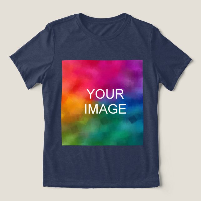 Upload Your Own Photo Womens Solid Navy Blue Tri-Blend Shirt (Design Front)