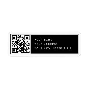Upload Your Own QR code b&w Return Address Label