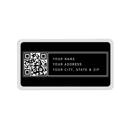 Upload your own QR code Black Grey Return Address Label