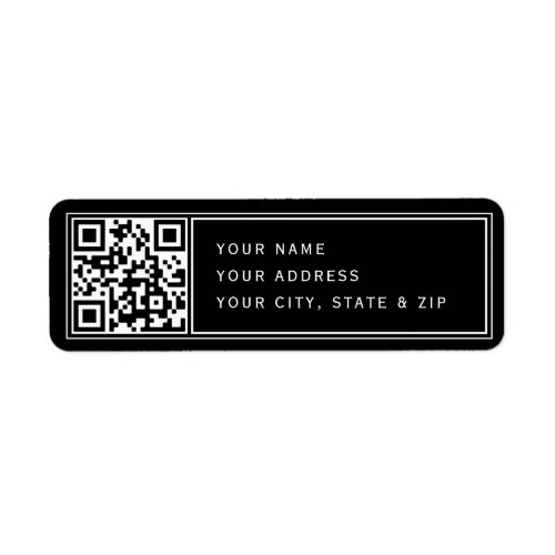 Upload your own QR code Black Return Address Label