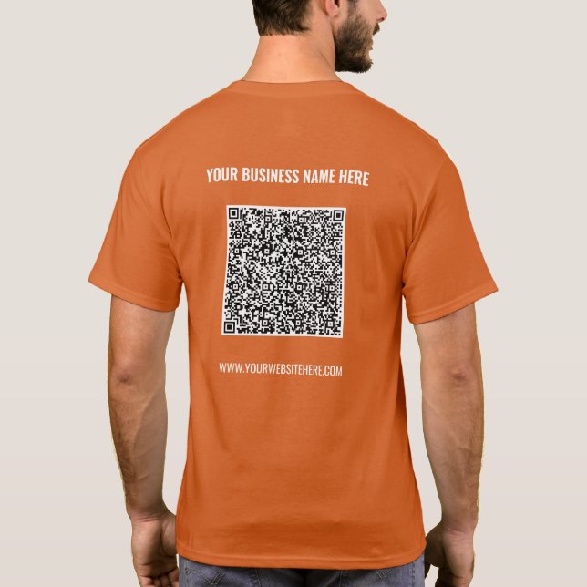 Upload Your Own QR Code Business T-Shirt Example (Back)