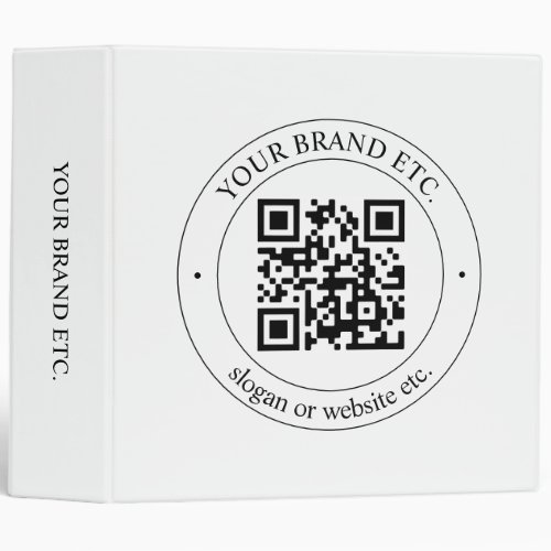 Upload Your Own QR Code  Customizable Text 3 Ring Binder