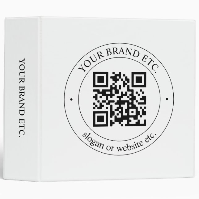 Upload Your Own QR Code & Customizable Text 3 Ring Binder (Front/Spine)