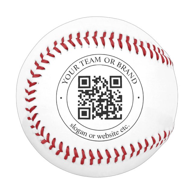 Upload Your Own QR Code & Customizable Text Baseball (Front Left)