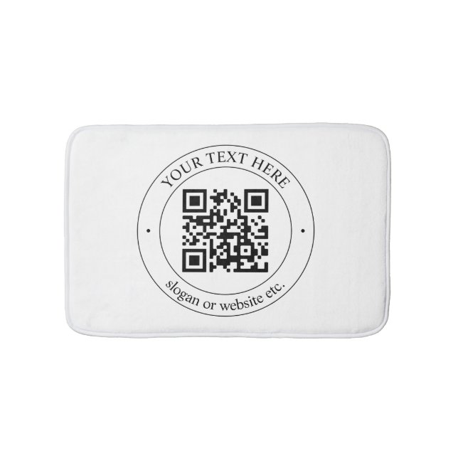 Upload Your Own QR Code & Customizable Text Bath Mat (Front)