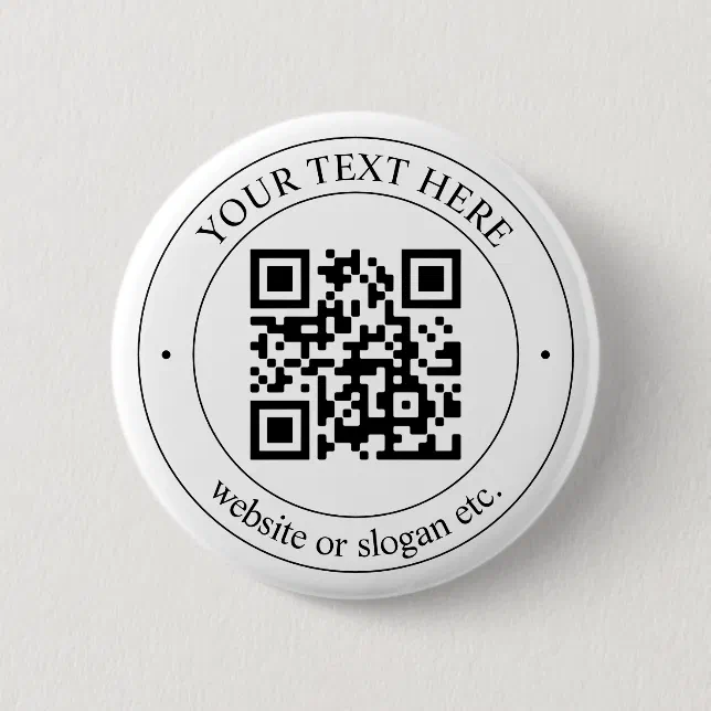 Upload Your Own QR Code & Customizable Text Button Zazzle