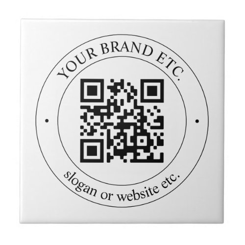 Upload Your Own QR Code  Customizable Text Ceramic Tile