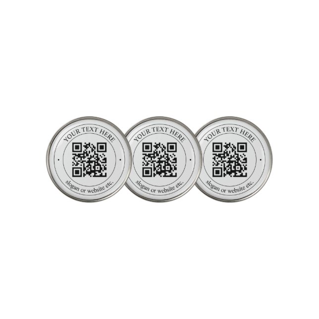 Upload Your Own QR Code & Customizable Text Golf Ball Marker (3 Up)
