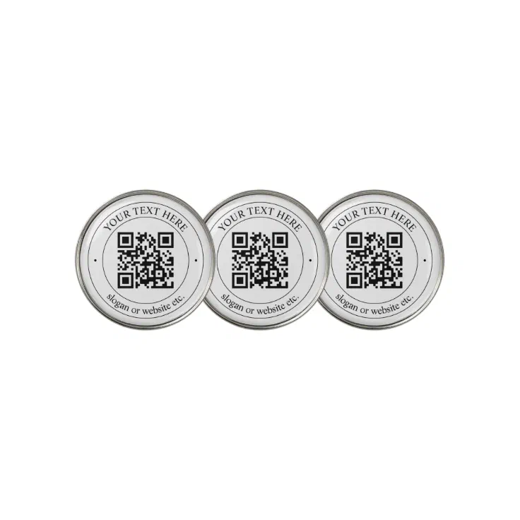 Upload Your Own QR Code & Customizable Text Golf Ball Marker Zazzle