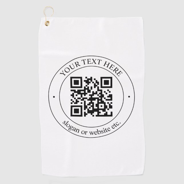 Upload Your Own QR Code & Customizable Text Golf Towel (Front)