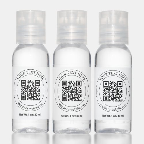 Upload Your Own QR Code  Customizable Text Hand Sanitizer