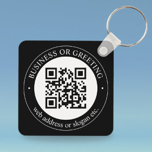 Upload Your Own QR Code & Customizable Text Keycha Keychain