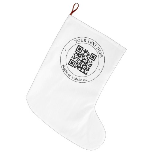 Upload Your Own QR Code  Customizable Text Large Christmas Stocking