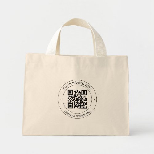 Upload Your Own QR Code  Customizable Text Mini Tote Bag