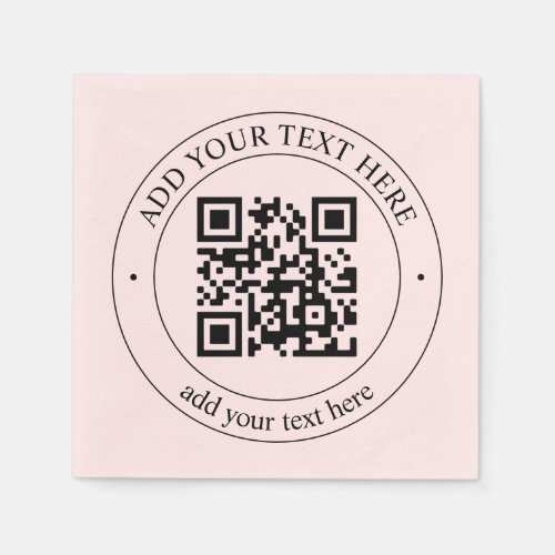 Upload Your Own QR Code  Customizable Text Napkins