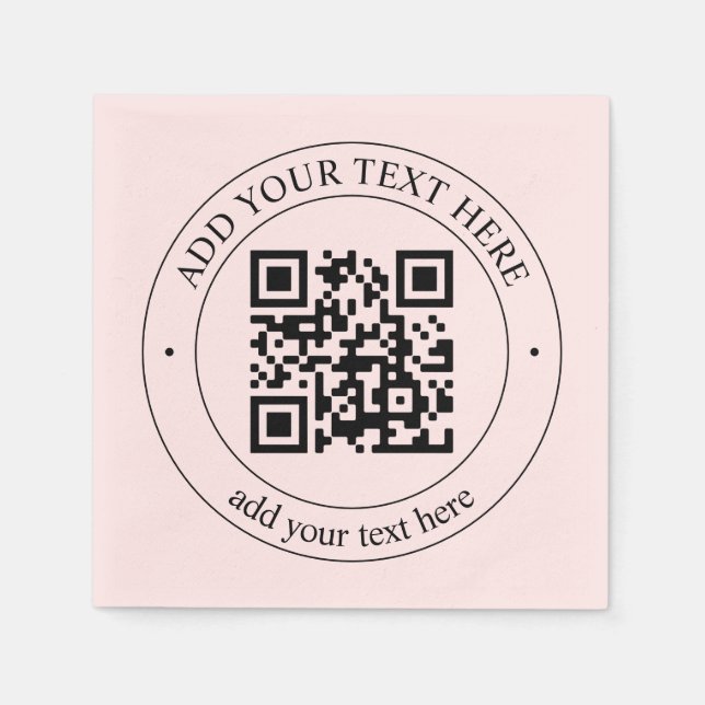 Upload Your Own QR Code & Customizable Text Napkins (Front)