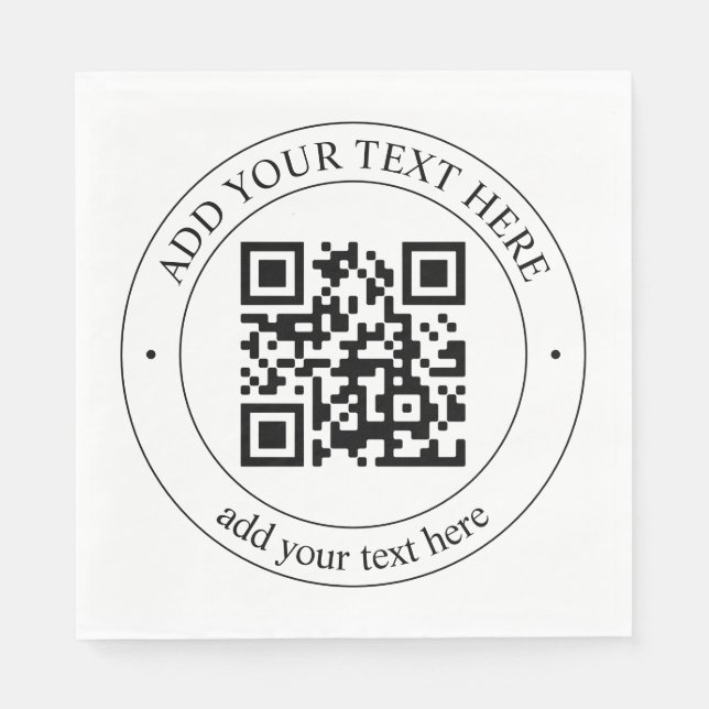 Upload Your Own QR Code & Customizable Text Napkins (Front)