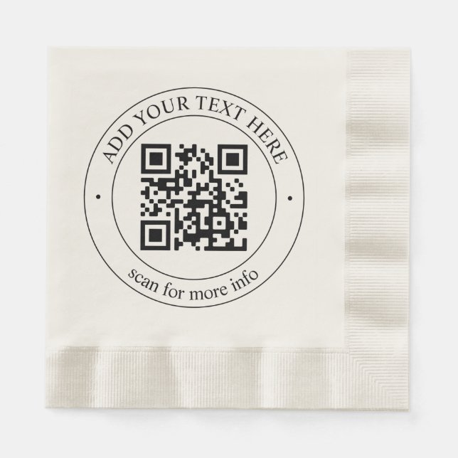 Upload Your Own QR Code & Customizable Text Napkins (Front)