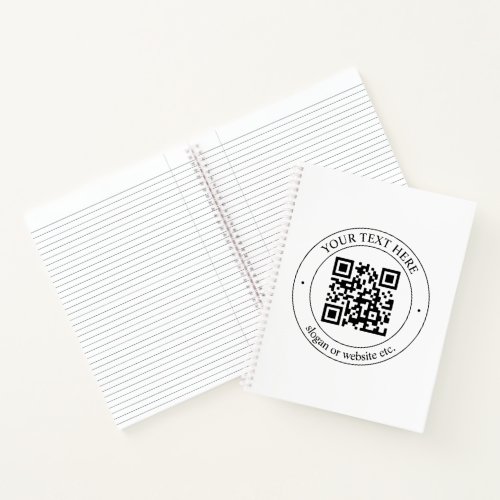 Upload Your Own QR Code  Customizable Text Notebook