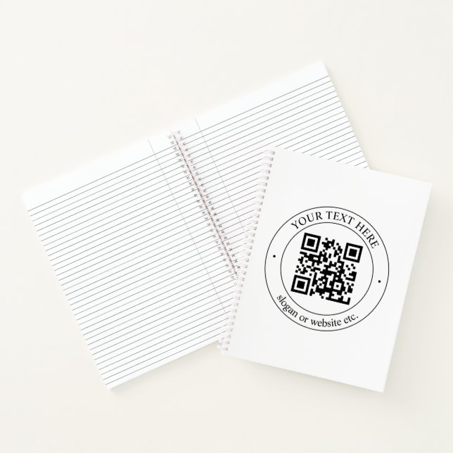 Upload Your Own QR Code & Customizable Text Notebook (Inside)