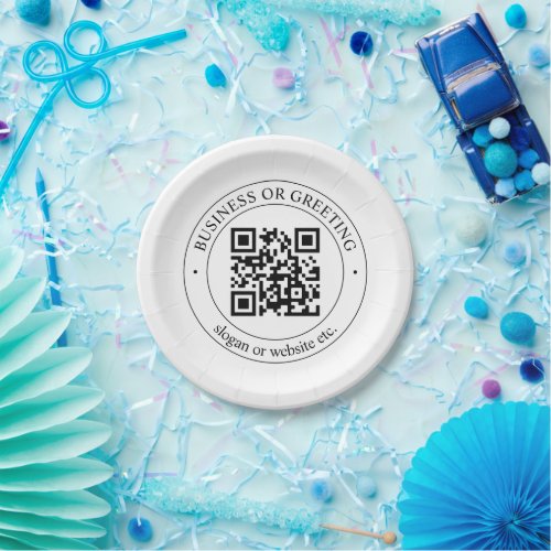 Upload Your Own QR Code  Customizable Text Paper Plates