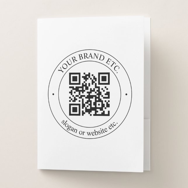 Upload Your Own QR Code & Customizable Text Pocket Folder (Front)