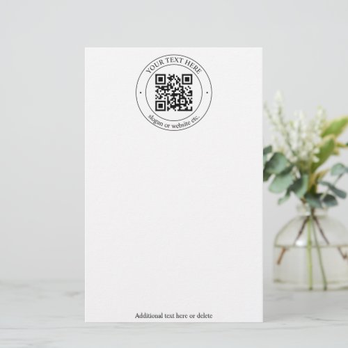 Upload Your Own QR Code  Customizable Text Stationery