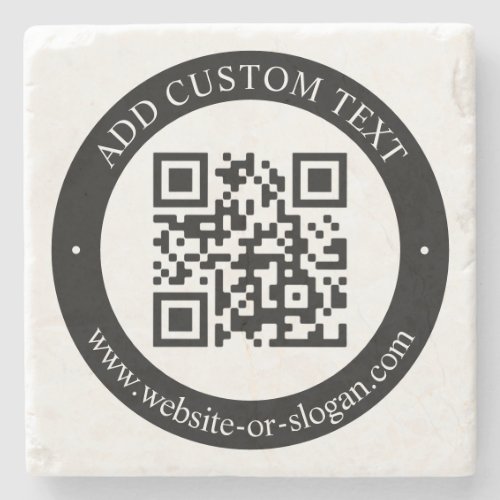 Upload Your Own QR Code  Customizable Text Stone Coaster