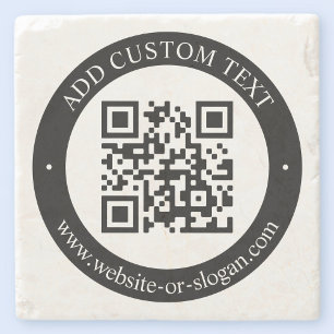 Upload Your Own QR Code & Customizable Text Stone Coaster