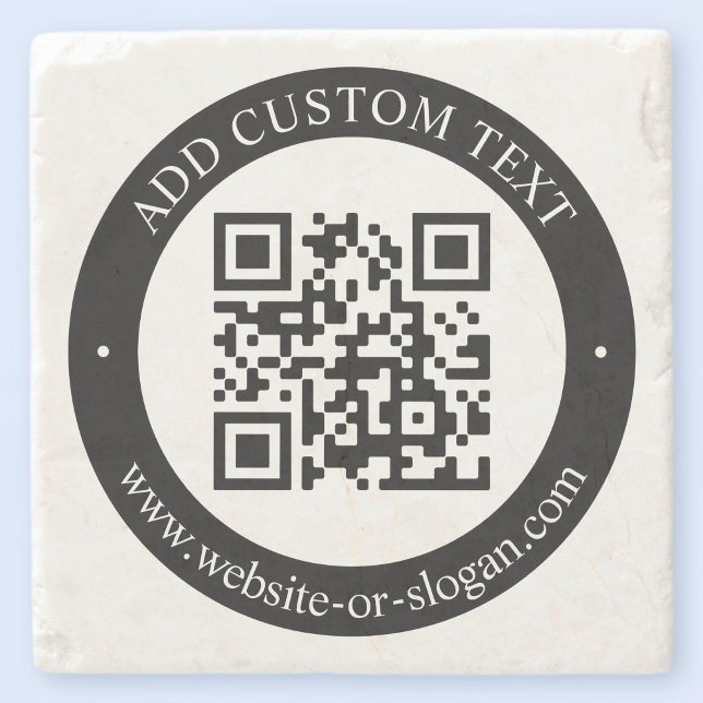 Upload Your Own QR Code & Customizable Text Stone Coaster (Creator Uploaded)