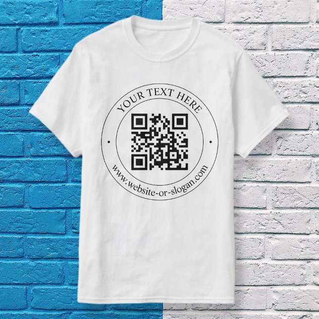 Upload Your Own QR Code & Customizable Text T-Shirt (Creator Uploaded)