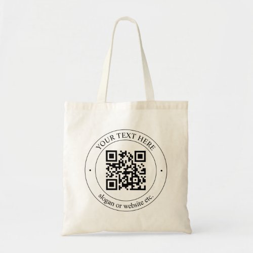 Upload Your Own QR Code  Customizable Text Tote Bag