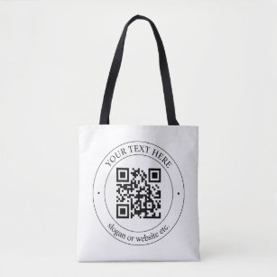 Upload Your Own QR Code & Customizable Text Tote Bag