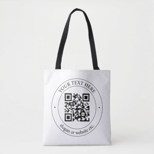 Upload Your Own QR Code  Customizable Text Tote Bag