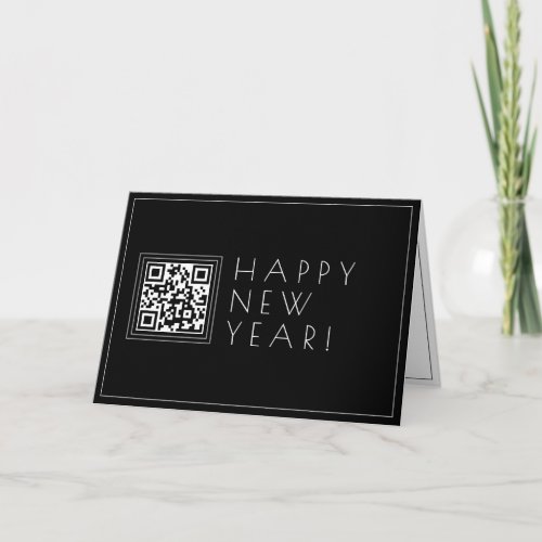 Upload your own QR code  Stylish Deco New Years Card