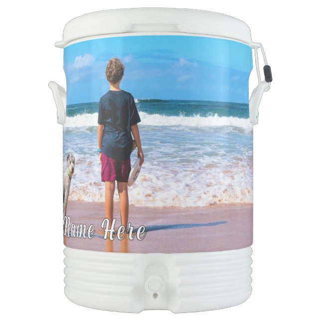 Upload Your Pet Photo Beverage Cooler Custom Text (Front)