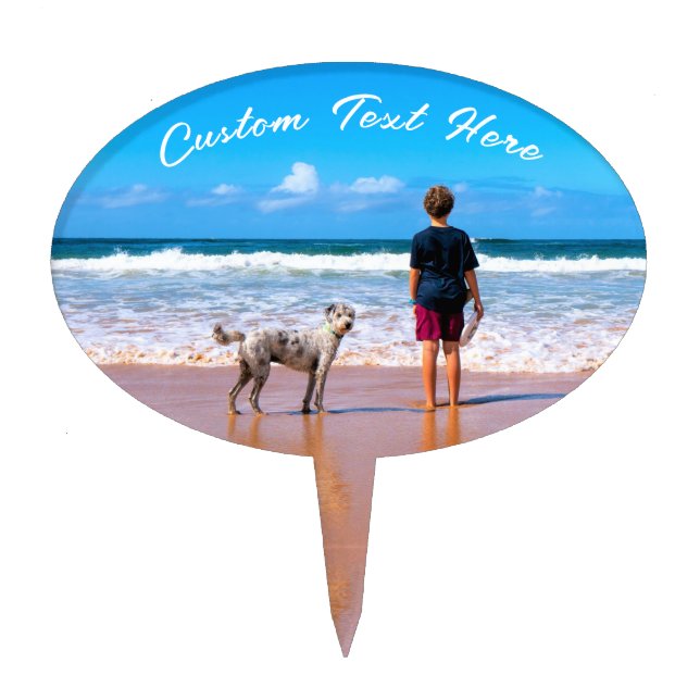 Upload Your Pet Photo Cake Topper Add Custom Text (Front)